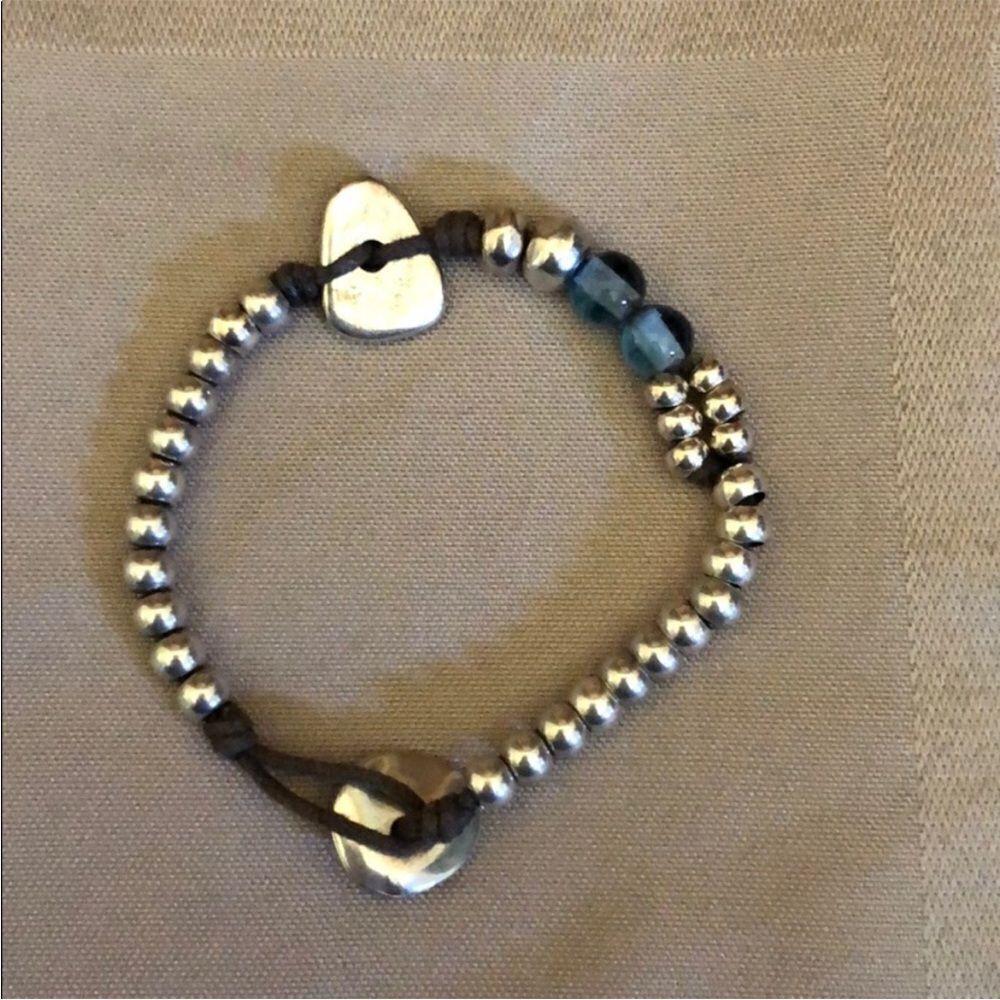 UNO de 50 Silver Beaded Bracelet with Blue Accent